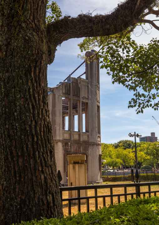 The Genbaku dome also known as the atomic bomb dome in Hiroshima peace memorial park, Chugoku region, Hiroshima, Japan