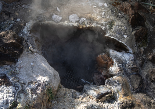 Hot spring hole in Kamado jigoku cooking pot hell, Oita Prefecture, Beppu, Japan