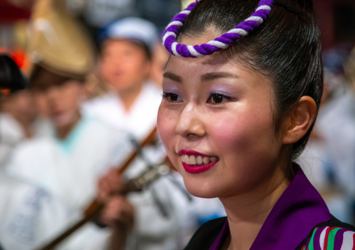 Japanese girl during the Koenji Awaodori dance summer street festival, Kanto region, Tokyo, Japan