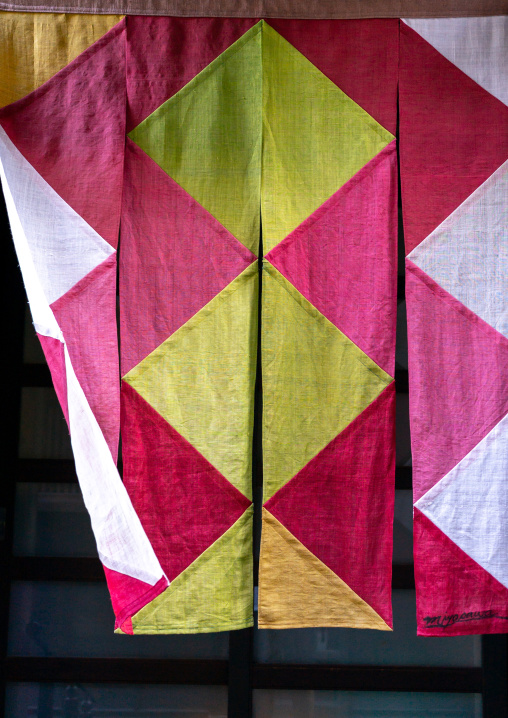 Noren curtain of a restaurant in Higashichaya old town, Ishikawa Prefecture, Kanazawa, Japan