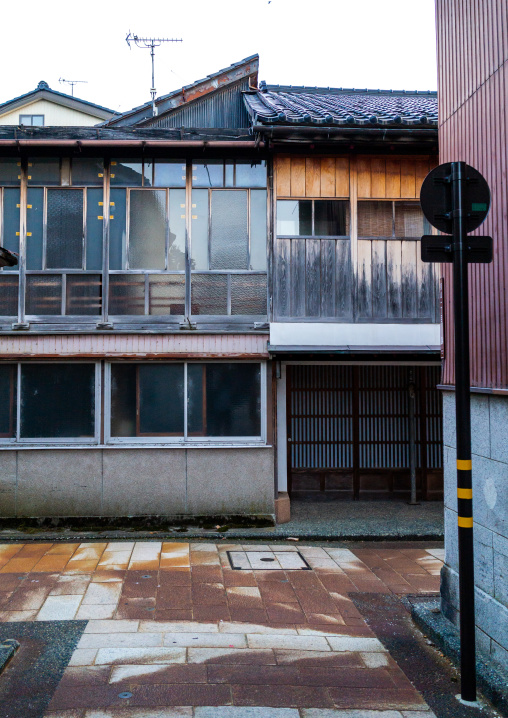 Wooden houses in Higashichaya old town, Ishikawa Prefecture, Kanazawa, Japan
