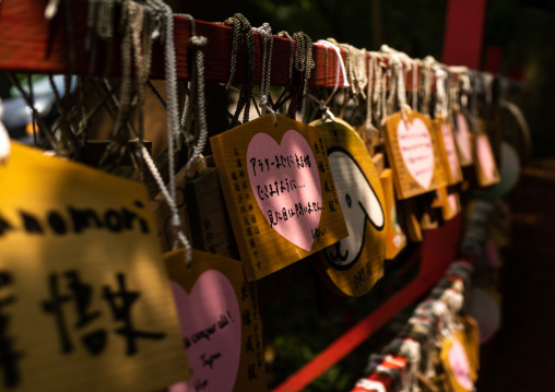 Wooden fortune telling plaques in a shrine, Ishikawa Prefecture, Kanazawa, Japan