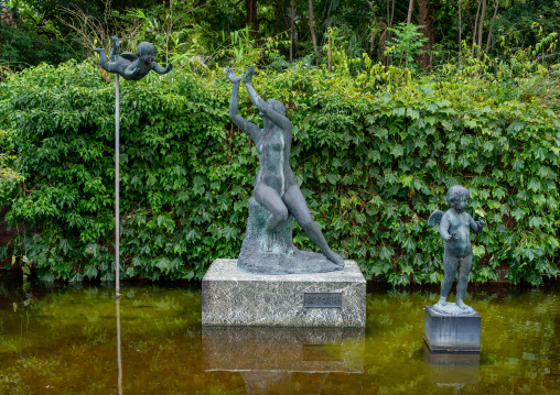 Statues in the Kyoto botanical garden, Kansai region, Kyoto, Japan