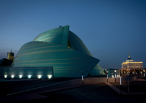 Kazakhstan Central Concert Hall By Night, Astana, Kazakhstan