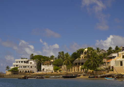 Houses, Hotels and boats on the waterfront, Lamu county, Shela, Kenya