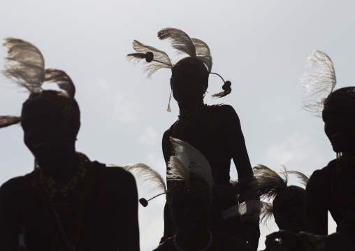 Silhouettes of turkana tribesmen, Turkana lake, Loiyangalani, Kenya