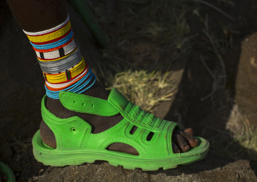 Rendille tribe green jelly shoe, Turkana lake, Loiyangalani, Kenya