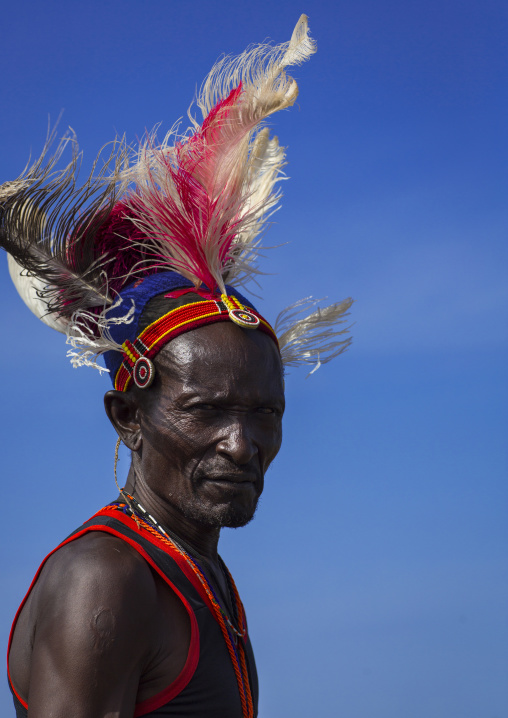 Portrait of a turkana tribesman, Turkana lake, Loiyangalani, Kenya