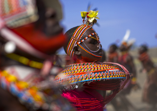Rendille tribe men and women dancing, Turkana lake, Loiyangalani, Kenya