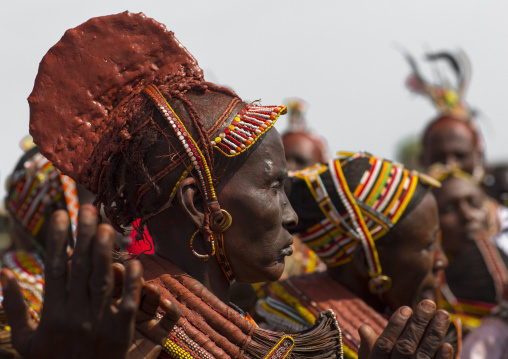 Rendille tribe men and women dancing, Turkana lake, Loiyangalani, Kenya