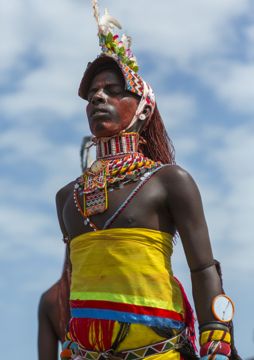 Rendille tribesman dance, Turkana lake, Loiyangalani, Kenya
