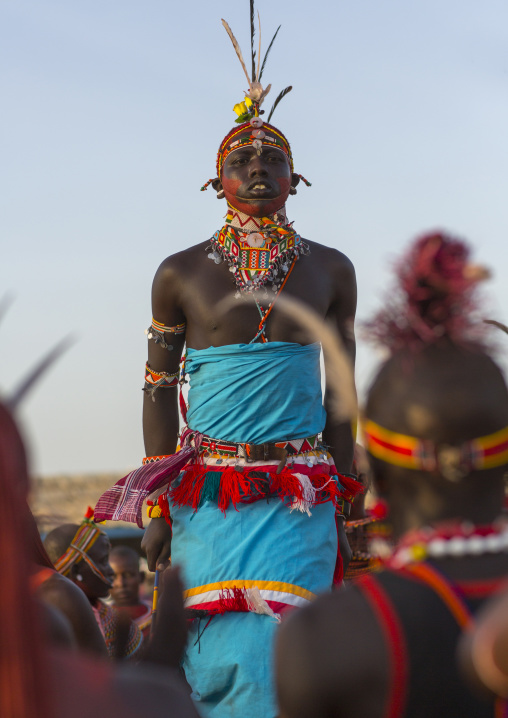 Rendille tribesman dance, Turkana lake, Loiyangalani, Kenya