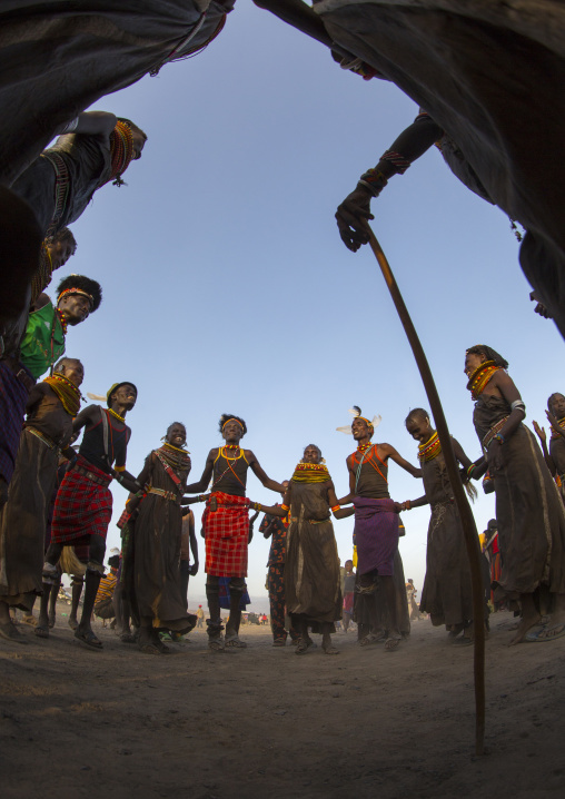 Turkana tribe people dancing, Turkana lake, Loiyangalani, Kenya