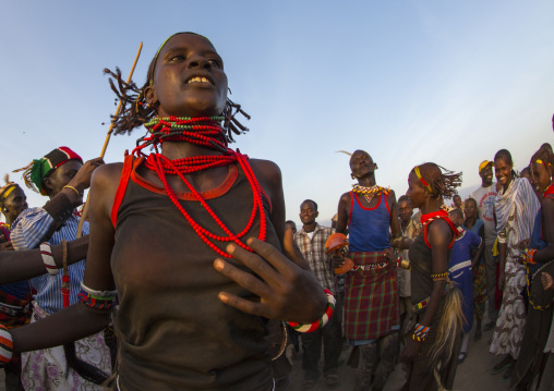 Turkana tribe people dancing, Turkana lake, Loiyangalani, Kenya