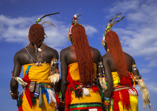 Rendille warriors with long braided hair, Turkana lake, Loiyangalani, Kenya