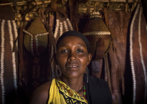 Borana tribe woman inside a hut, Marsabit district, Marsabit, Kenya
