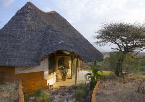 Part of the luxurious sasaab lodge on the banks of the uaso nyiru river, Samburu county, Samburu national reserve, Kenya