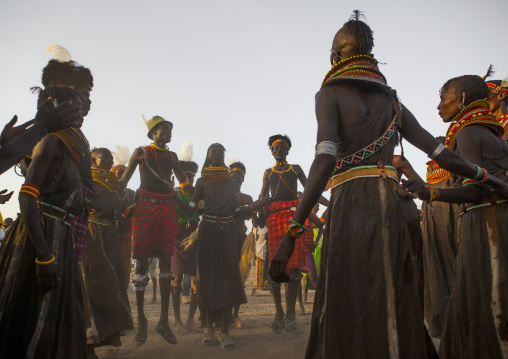 Turkana tribe people dancing, Turkana lake, Loiyangalani, Kenya