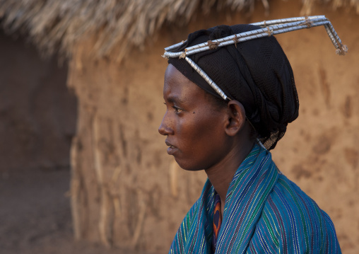 Gabbra tribe woman with traditional headgear, Chalbi desert, Kalacha, Kenya