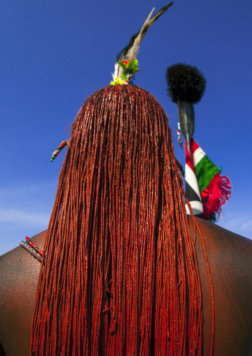 Portrait of rendille warrior wearing traditional headwear, Turkana lake, Loiyangalani, Kenya
