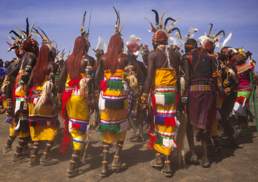Rendille and turkana tribes dancing together during a festival, Turkana lake, Loiyangalani, Kenya