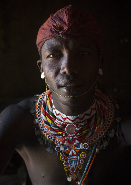 Portrait of a samburu tribesman morane, Samburu county, Samburu national reserve, Kenya