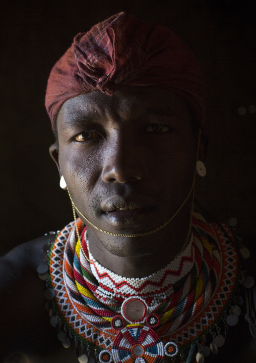 Portrait of a samburu tribesman morane, Samburu county, Samburu national reserve, Kenya