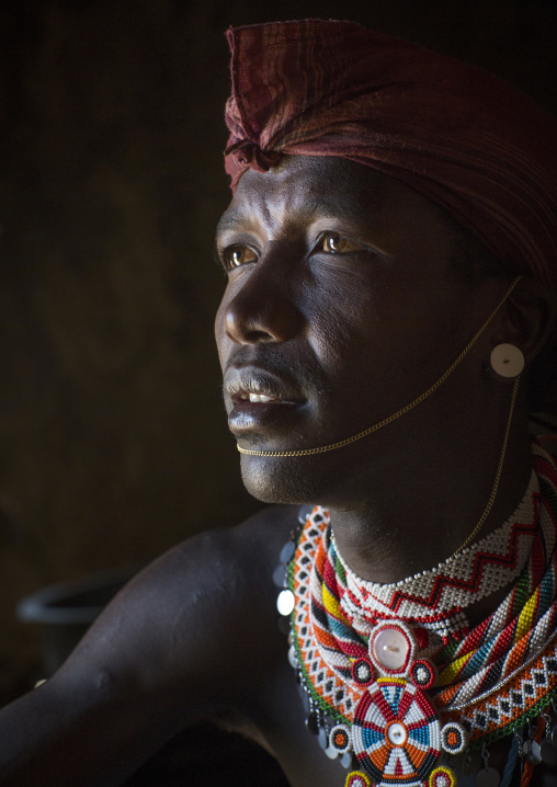 Portrait of a samburu tribesman morane, Samburu county, Samburu national reserve, Kenya