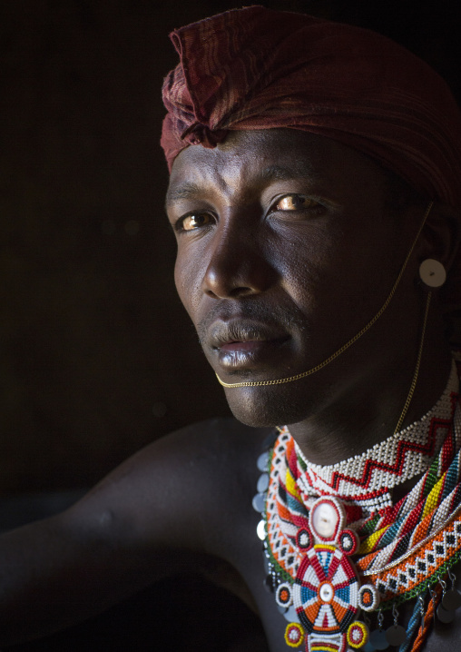 Portrait of a samburu tribesman morane, Samburu county, Samburu national reserve, Kenya