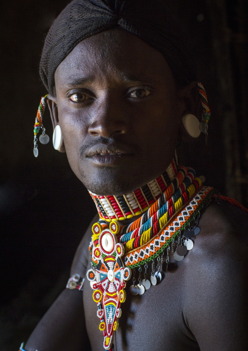 Portrait of a samburu tribesman morane, Samburu county, Samburu national reserve, Kenya