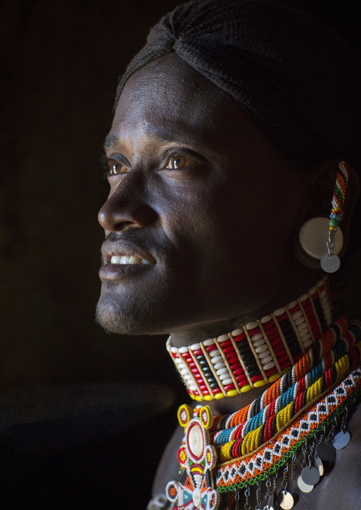 Portrait of a samburu tribesman morane, Samburu county, Samburu national reserve, Kenya