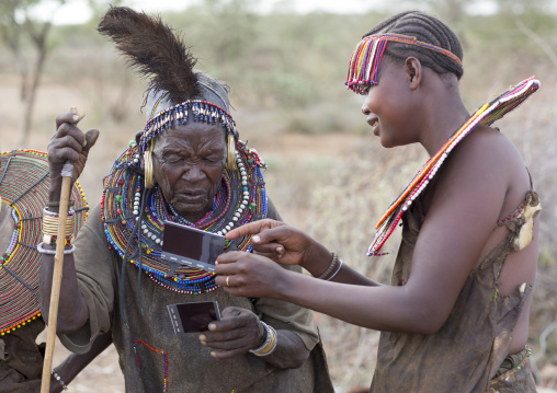 Pokot women wear large necklaces made from the stems of sedge grass, Baringo county, Baringo, Kenya