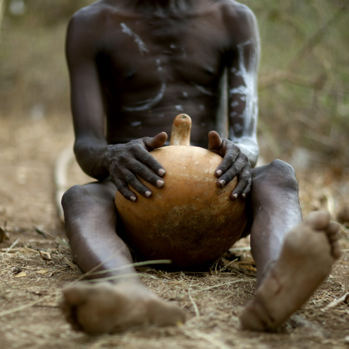 Tharaka tribe man sit with a calabash, Laikipia County, Mount Kenya, Kenya