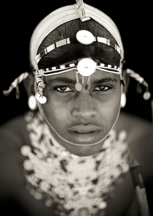 Portrait of a Samburu tribe moran, Samburu County, Maralal, Kenya