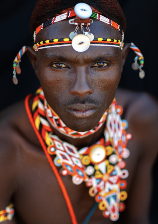 Portrait of a Samburu tribe warrior, Samburu County, Maralal, Kenya