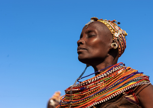 Rendille tribe women dancing during a ceremony, Marsabit County, Marsabit, Kenya