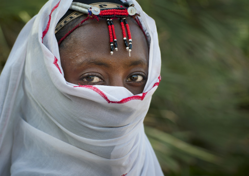 Gabbra tribe woman with traditional headgear, Chalbi desert, Kalacha, Kenya