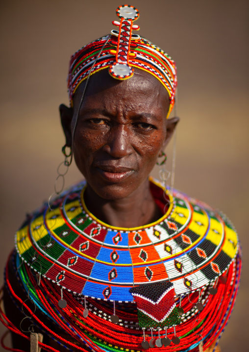 Portrait of an El Molo tribe woman, Rift Valley Province, Turkana lake, Kenya