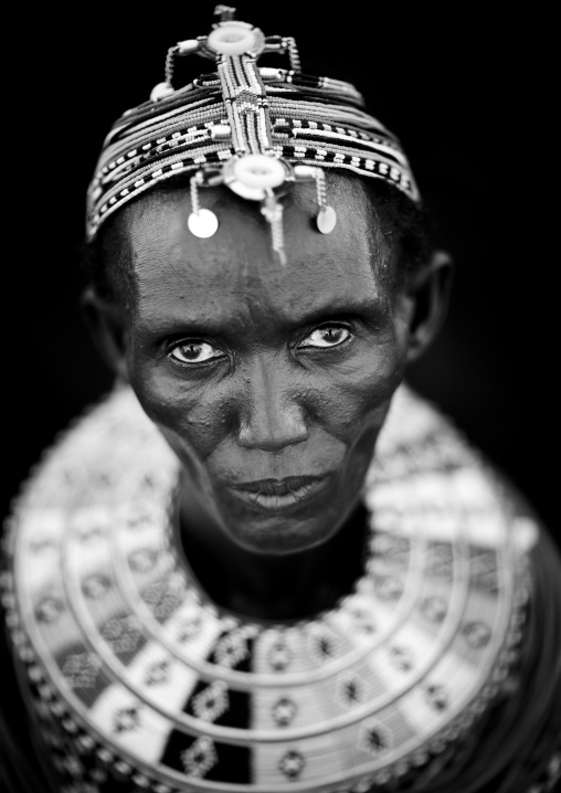 Portrait of an el molo tribeswoman, Turkana lake, Loiyangalani, Kenya