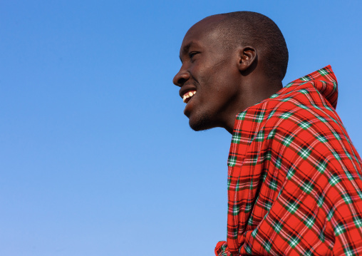 Side view of a Maasai man, Rift Valley Province, Maasai Mara, Kenya