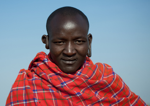 Portrait of a Maasai tribe man, Rift Valley Province, Maasai Mara, Kenya
