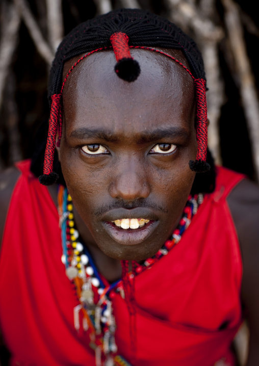 Portrait of a Maasai tribe man, Rift Valley Province, Maasai Mara, Kenya