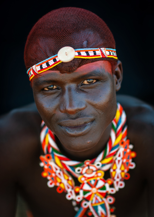 Portrait of a Samburu tribe moran, Samburu County, Maralal, Kenya