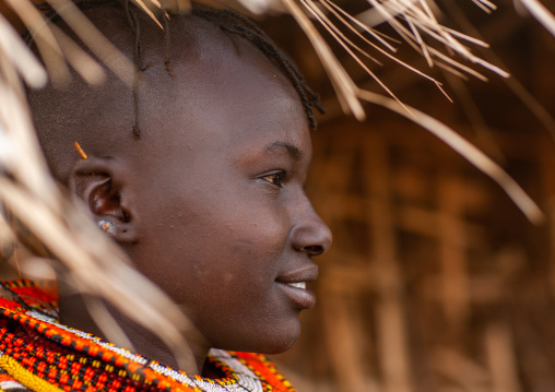 Portrait of a young Turkana tribe woman, Rift Valley Province, Turkana lake, Kenya