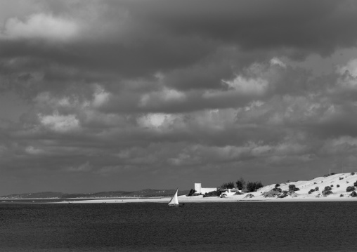 The coast with Fort hotel in background, Lamu County, Lamu, Kenya