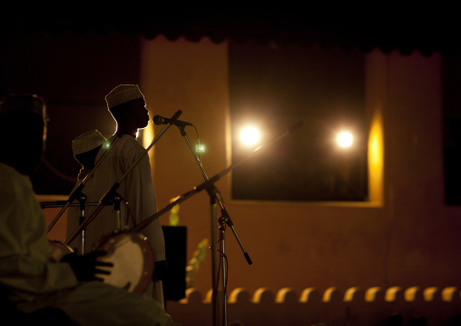 Musicians playing during Maulid festival, Lamu County, Lamu, Kenya