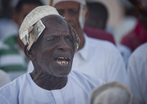 Muslim men celebrating the Maulid festival, Lamu County, Lamu, Kenya