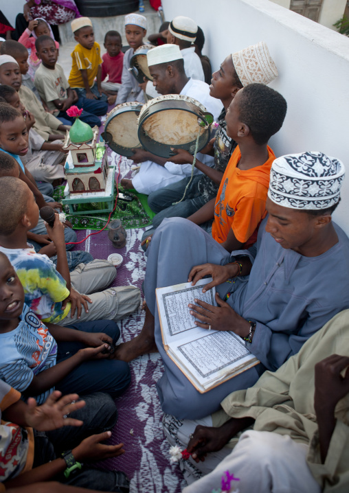 Madrassa coranic school during Maulid festival, Lamu County, Lamu, Kenya