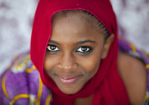 Portrait of a cute swahili girl with kohl on the eyes, Lamu County, Lamu, Kenya
