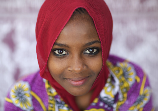 Portrait of a cute swahili girl with kohl on the eyes, Lamu County, Lamu, Kenya